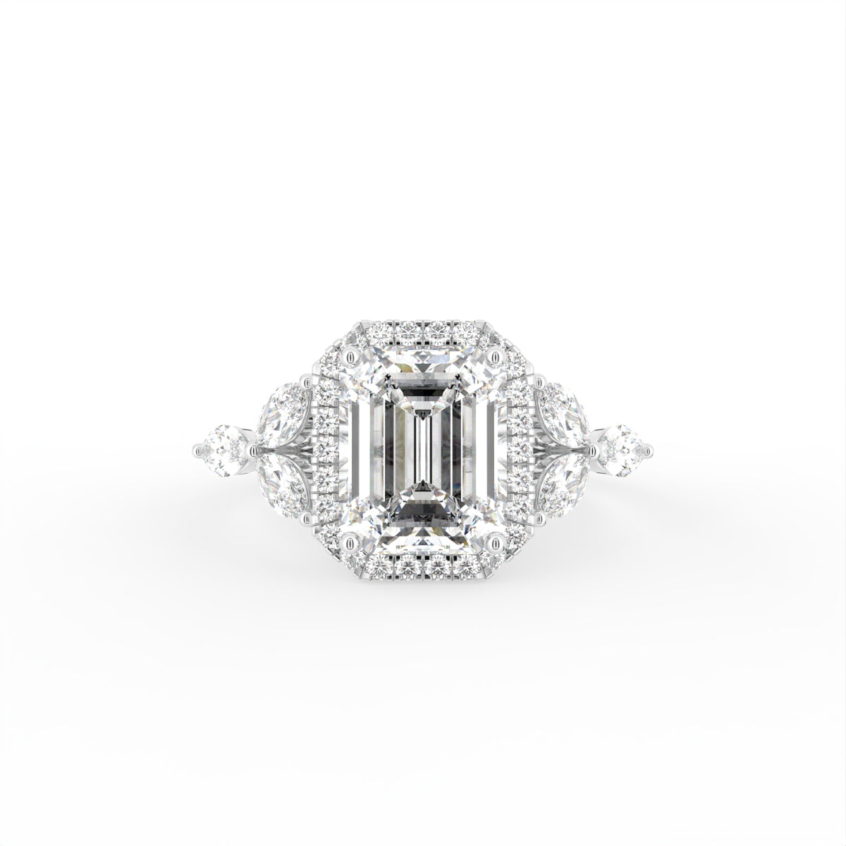vimg:Z00223|18K Bespoke Emerald Cut Diamond Engagement Ring — TOP