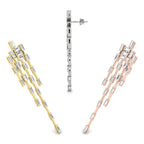 18K Baguette Diamond Drop Earrings — 3 COLOR