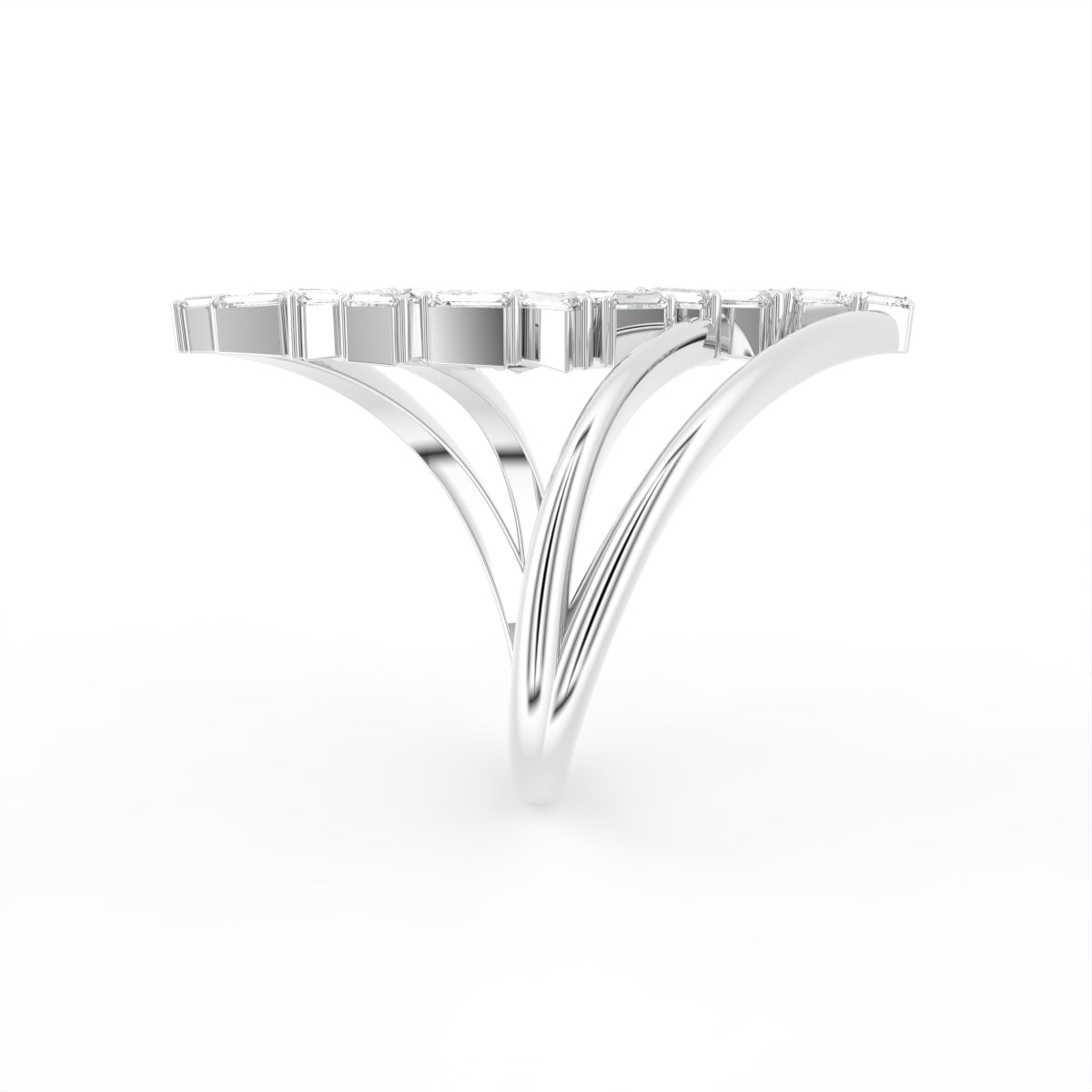 18K Bespoke Baguette Diamond Ring — SIDE