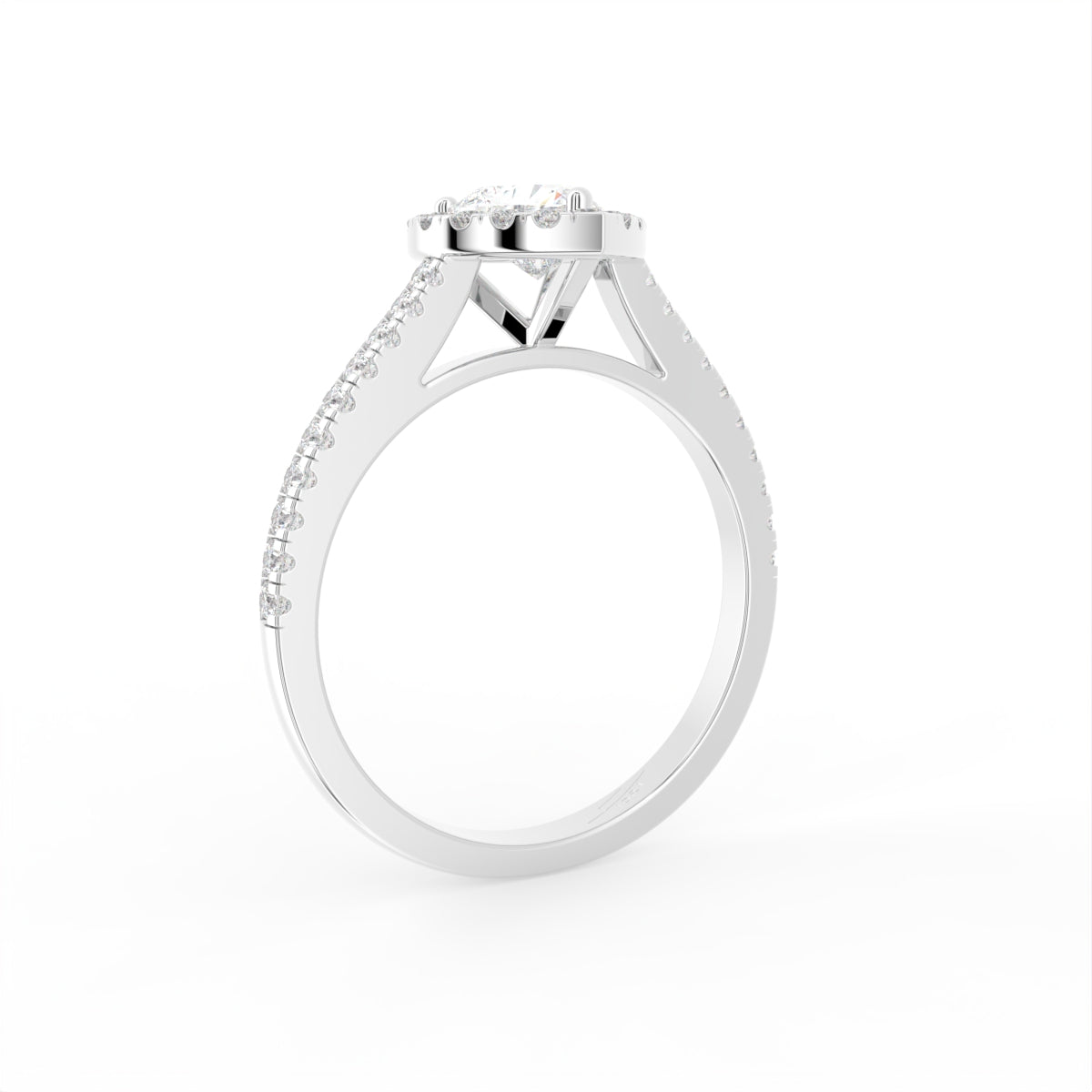 18K Halo Heart Diamond Ring — 3D VIEW
