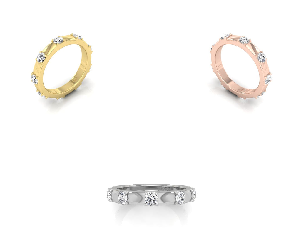18K Eternity Round Diamond Ring — 3 COLOR