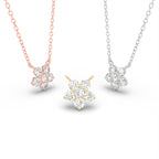 18K Floral Flower Round Diamond Pendant — 3 COLOR