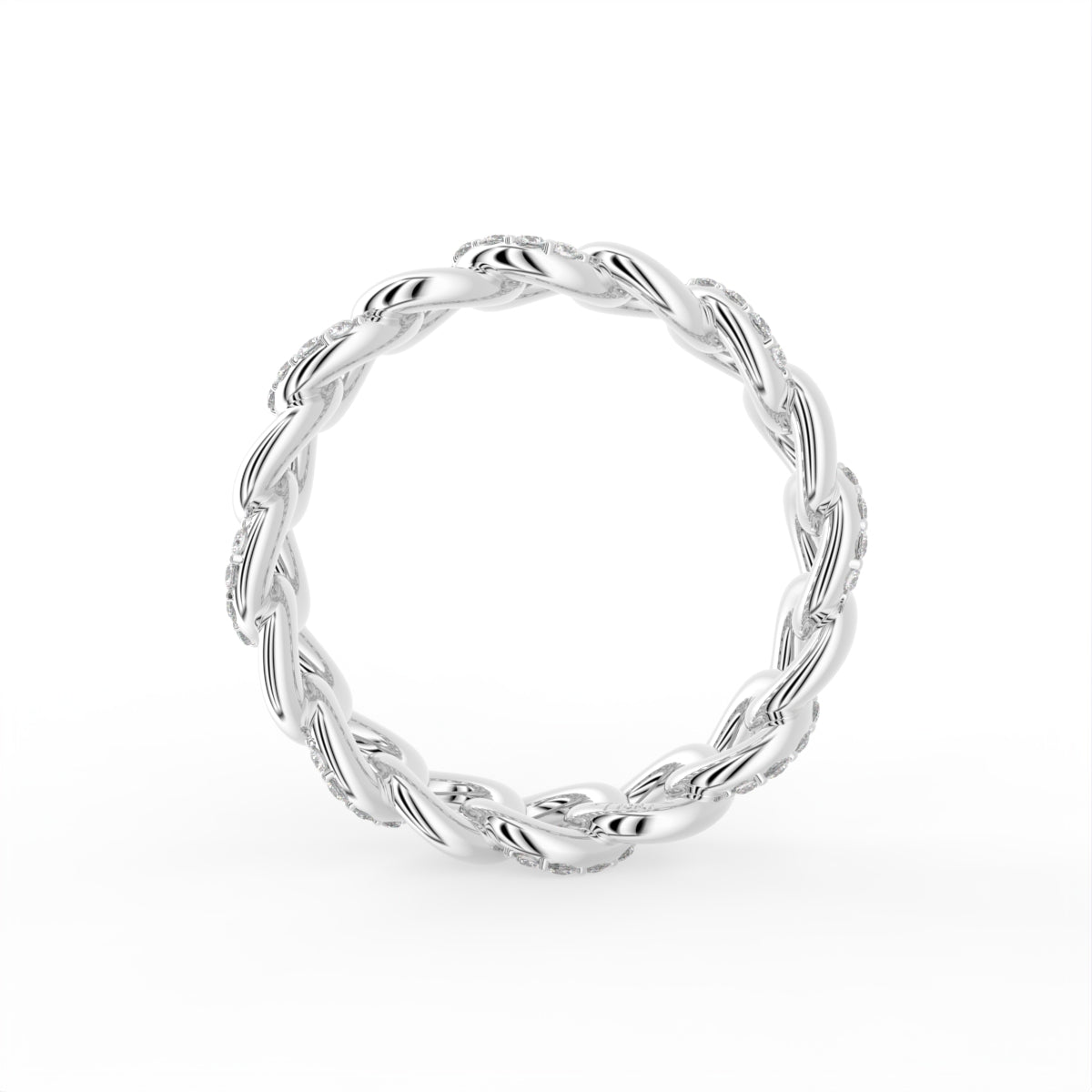 18K Yellow Gold Round Chain Link Diamond Ring — FRONT