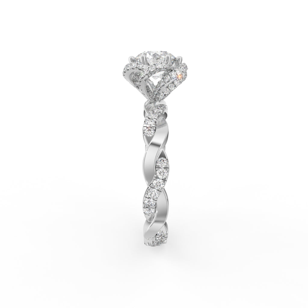 18K Solitaire Round Diamond Engagement Ring — SIDE