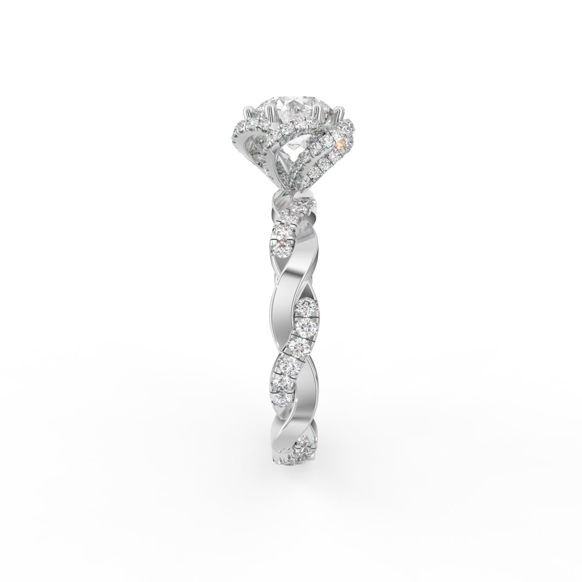 18K Solitaire Round Diamond Engagement Ring — SIDE