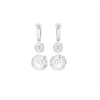 18K White Gold Three Stone Diamond Drop Earrings — BACK