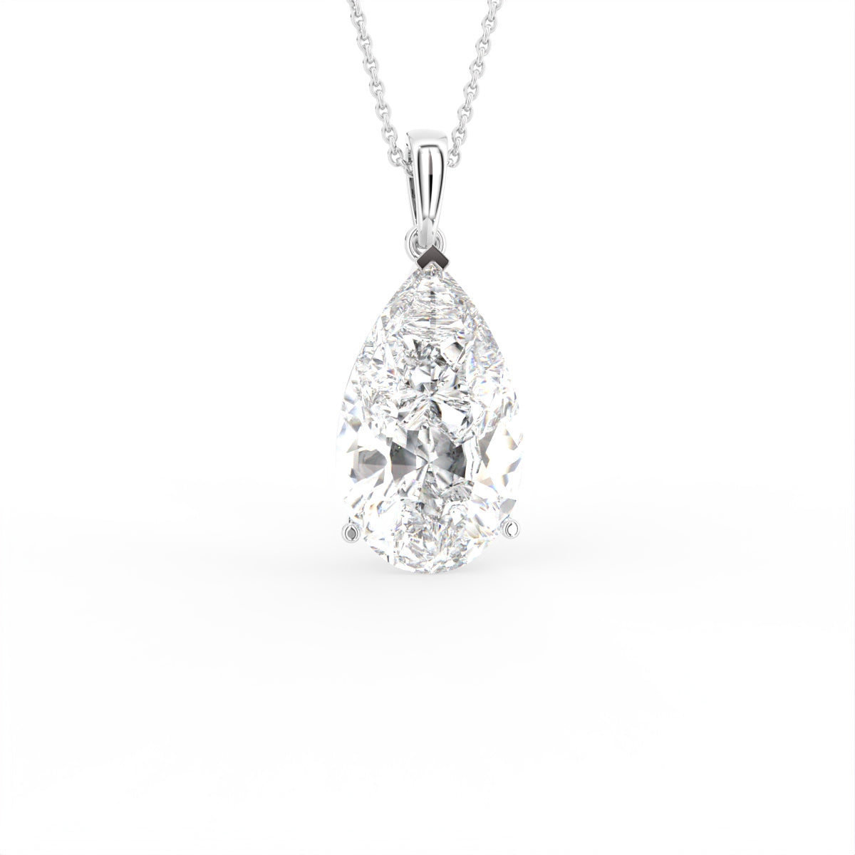 18K Pear Diamond Pendant — 3D VIEW