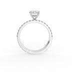 18K Solitaire Emerald Cut Diamond Engagement Ring — FRONT