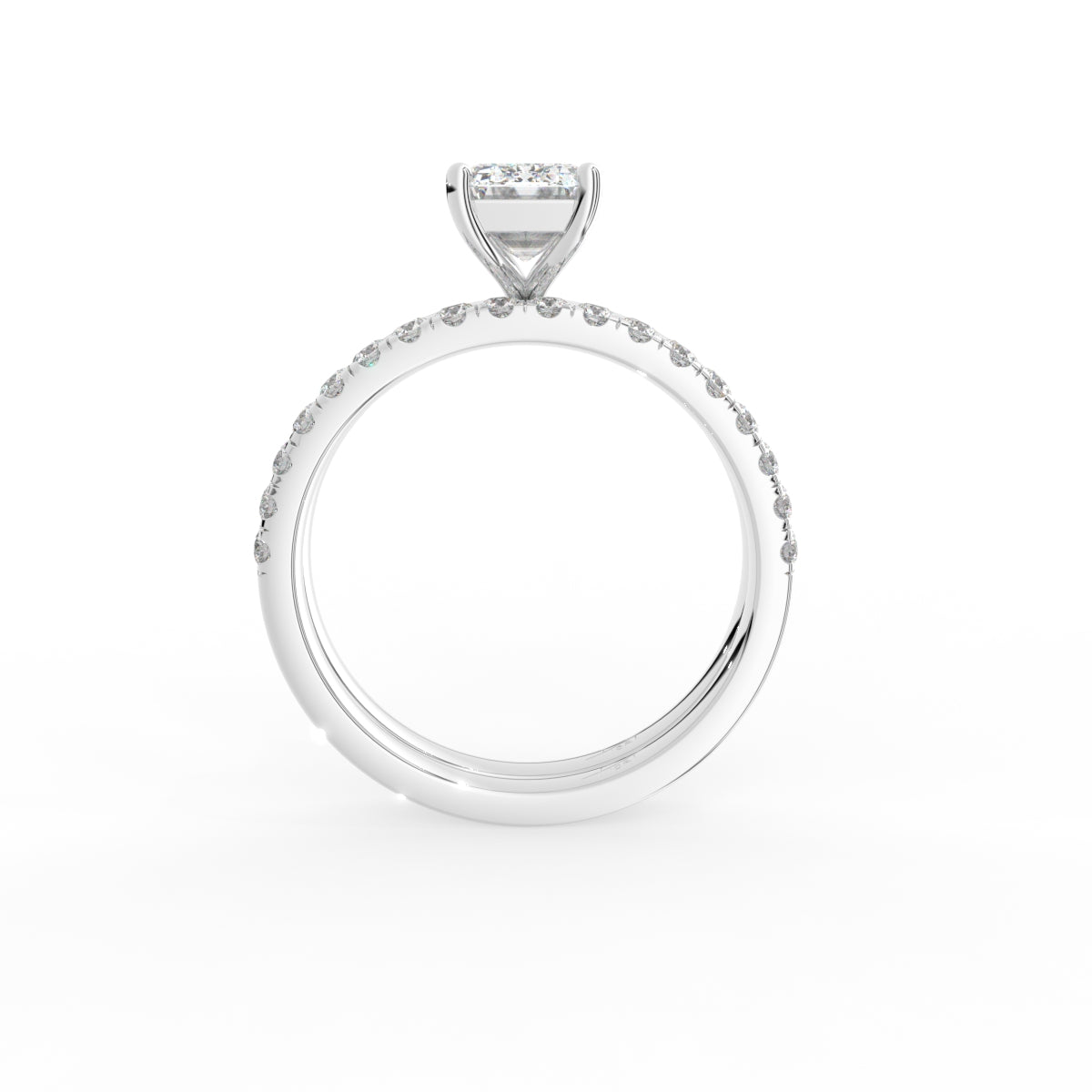 18K Solitaire Emerald Cut Diamond Engagement Ring — FRONT