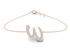 18K Rose Gold Alphabet Round Diamond Bracelet — TOP
