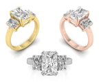 18K Trilogy Three-Stone Diamond Engagement Ring — 3 COLOR