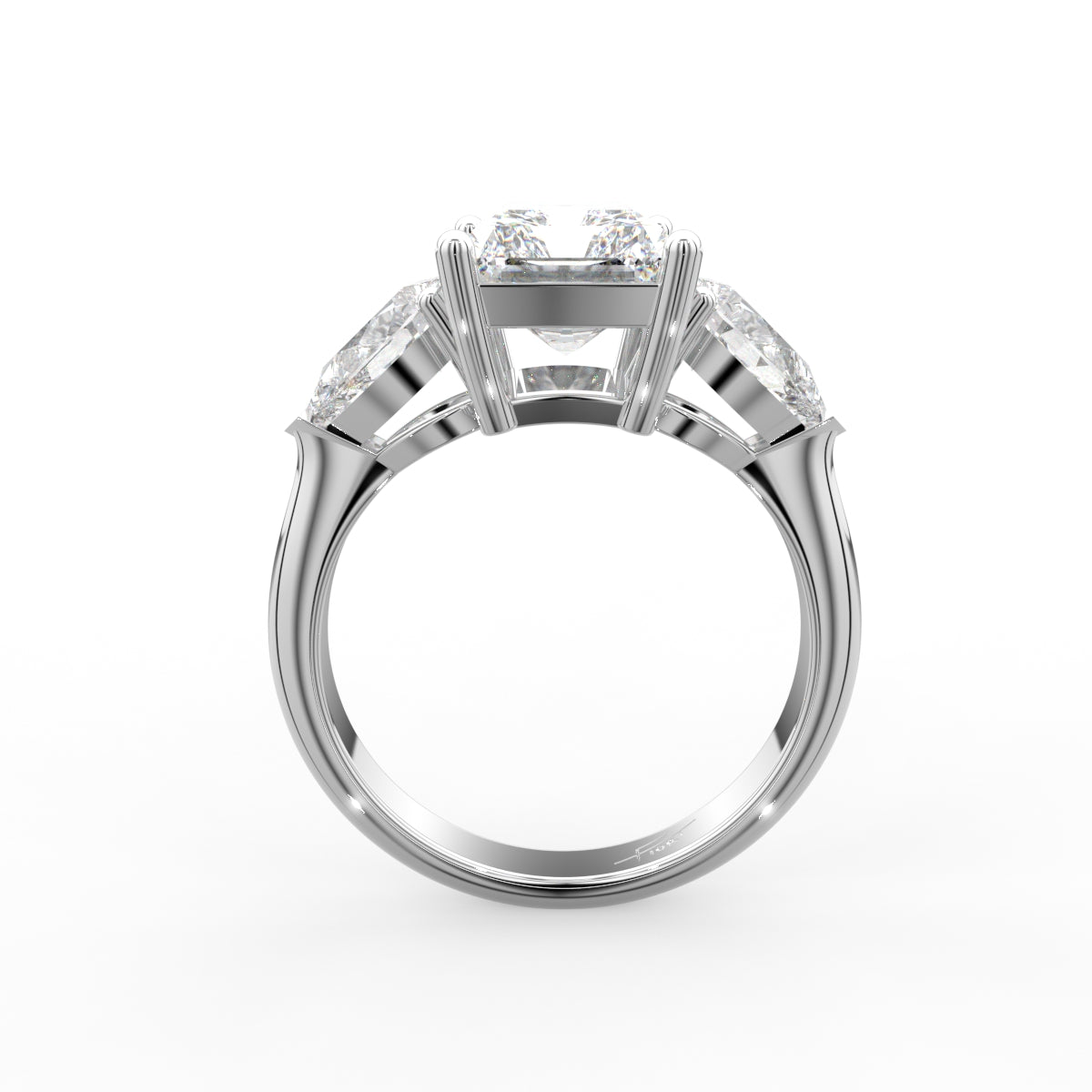 18K Trilogy Radiant Diamond Engagement Ring — FRONT