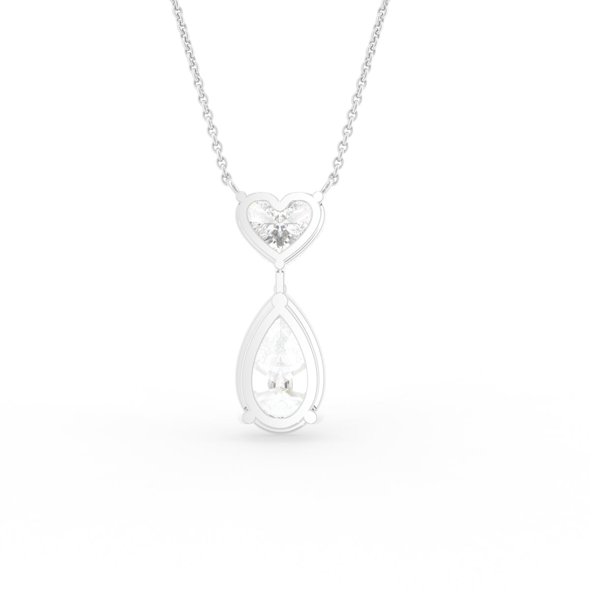 18K Heart Pear Diamond Pendant — BACK