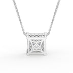 18K White Gold Princess Solitaire Diamond Pendant — BACK