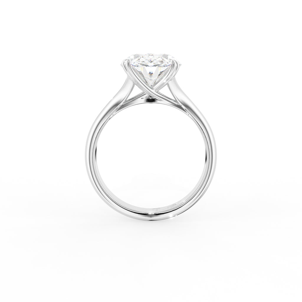 18K Yellow Gold Solitaire Oval Diamond Ring — FRONT