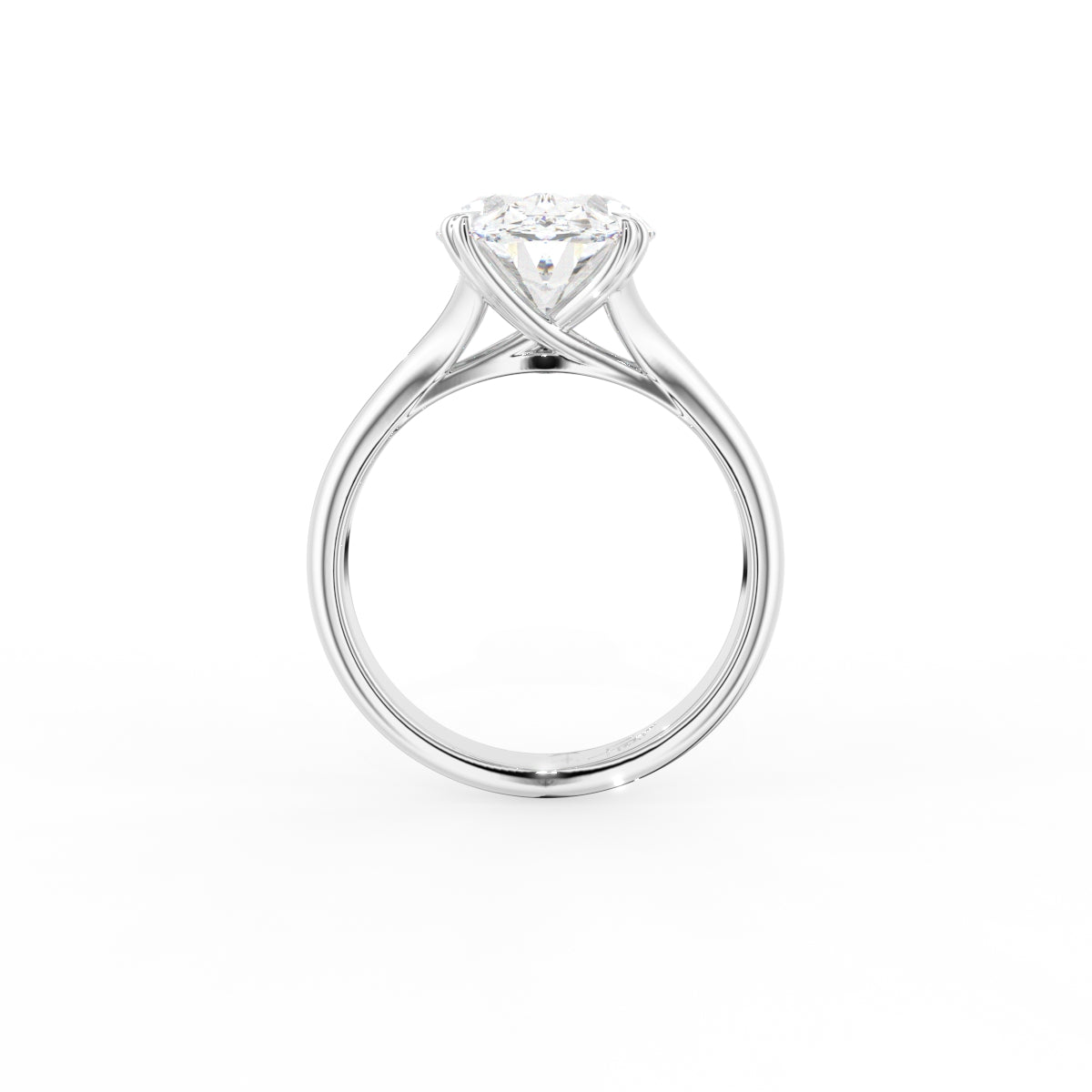 18K Yellow Gold Solitaire Oval Diamond Ring — FRONT