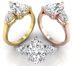 18K Trilogy Pear Diamond Engagement Ring — 3 COLOR