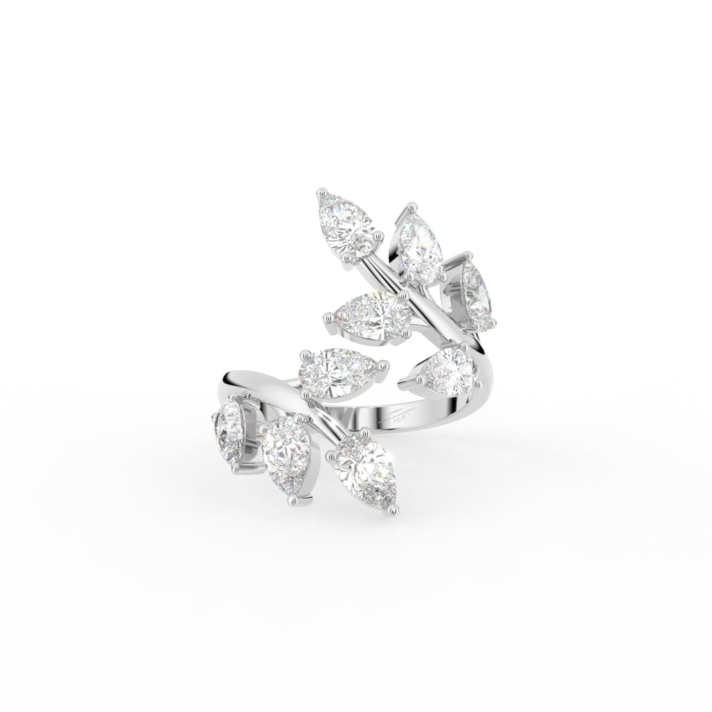 18K Bespoke Leaf Diamond Ring — TOP