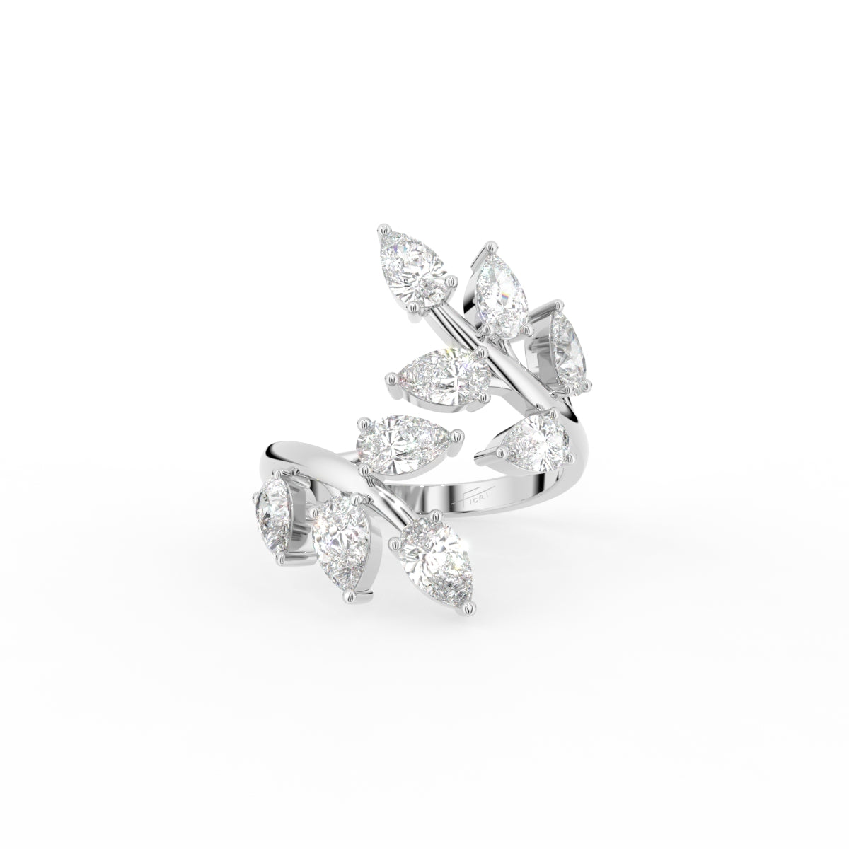 18K Bespoke Leaf Diamond Ring — TOP