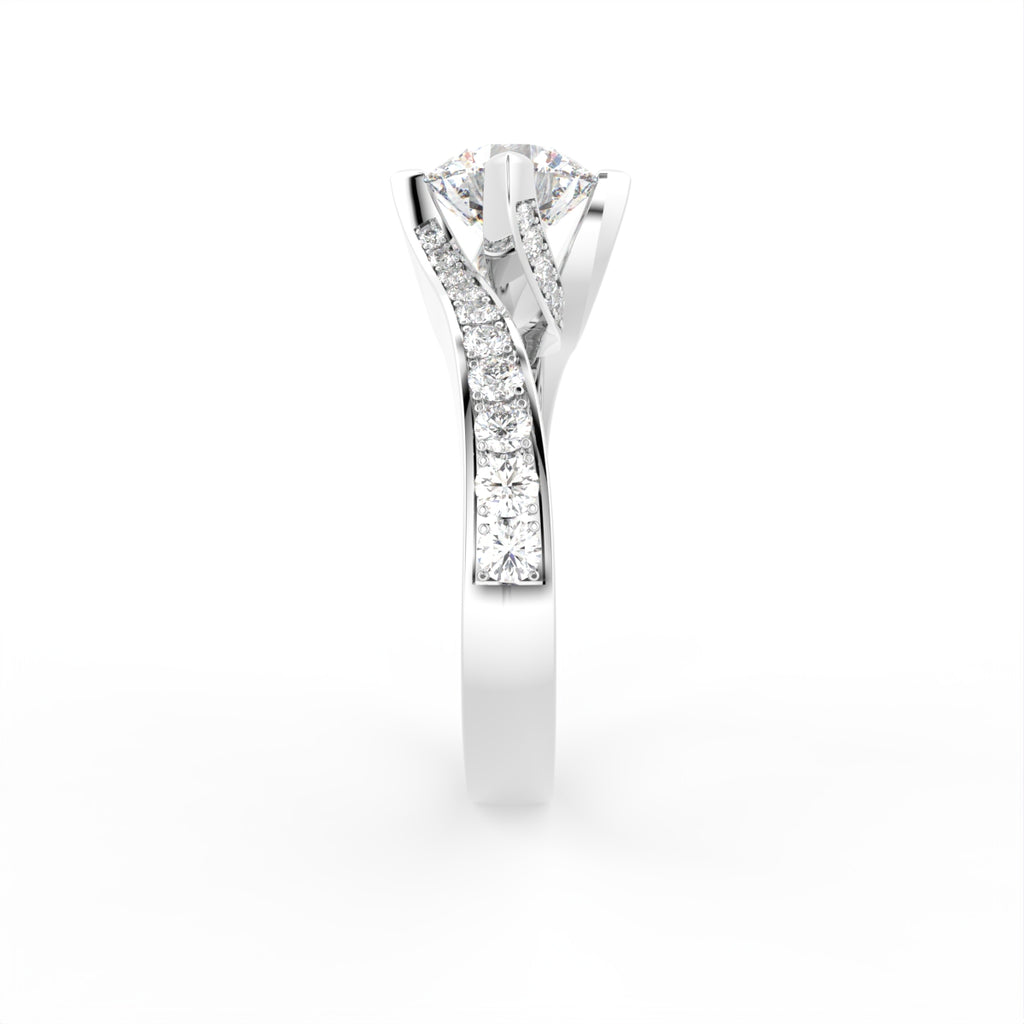 18K Round Diamond Engagement Ring — SIDE