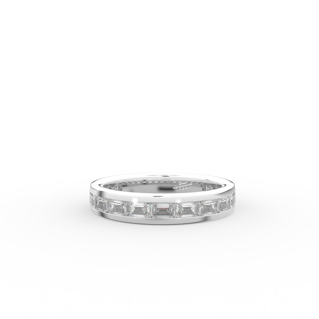 18K Yellow Gold Emerald Diamond Band Ring — TOP