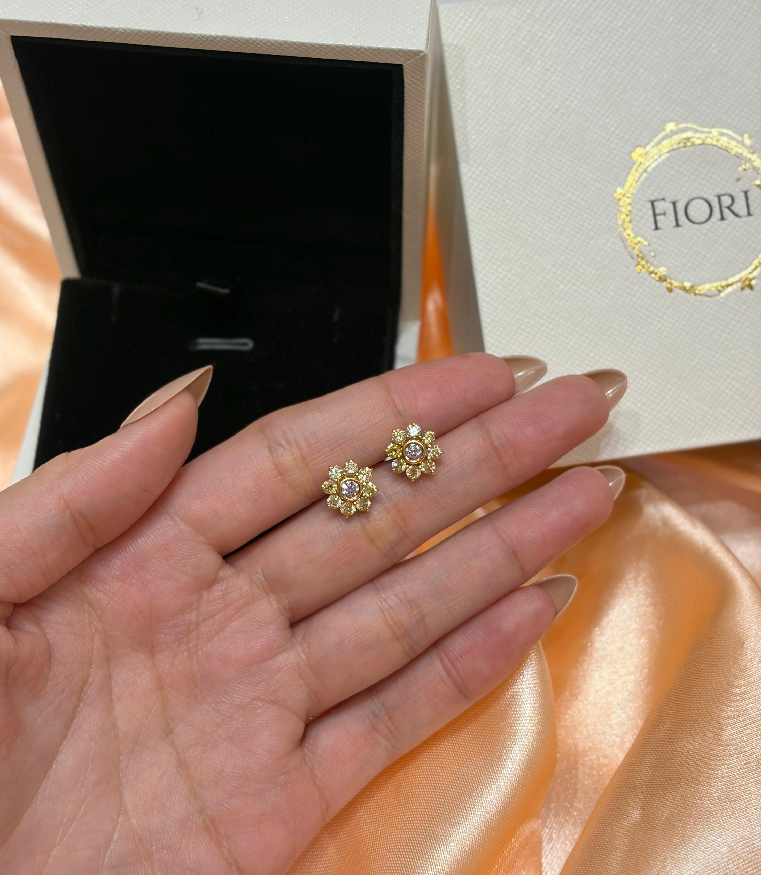 18K Yellow, Rose & White Round Diamond Earrings 1.26ct — IMAGE URL