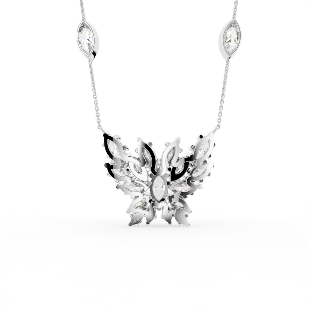 18K Butterfly Marquise Diamond Pendant — BACK