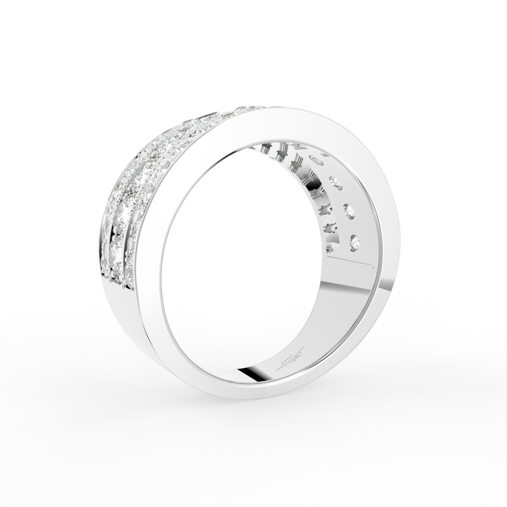 18K Eternity Round Diamond Multi-Row Ring — 3D VIEW