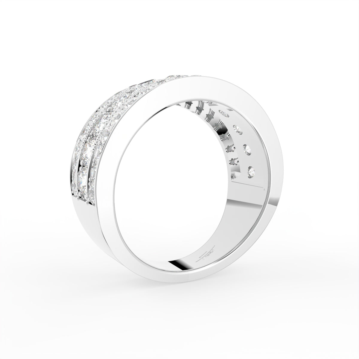 18K Eternity Round Diamond Multi-Row Ring — 3D VIEW