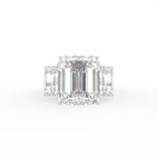 18K Trilogy Emerald-Cut Diamond Ring — TOP