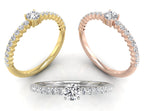 18K Yellow Gold Shoulder Set Diamond Promise Ring — 3 COLOR
