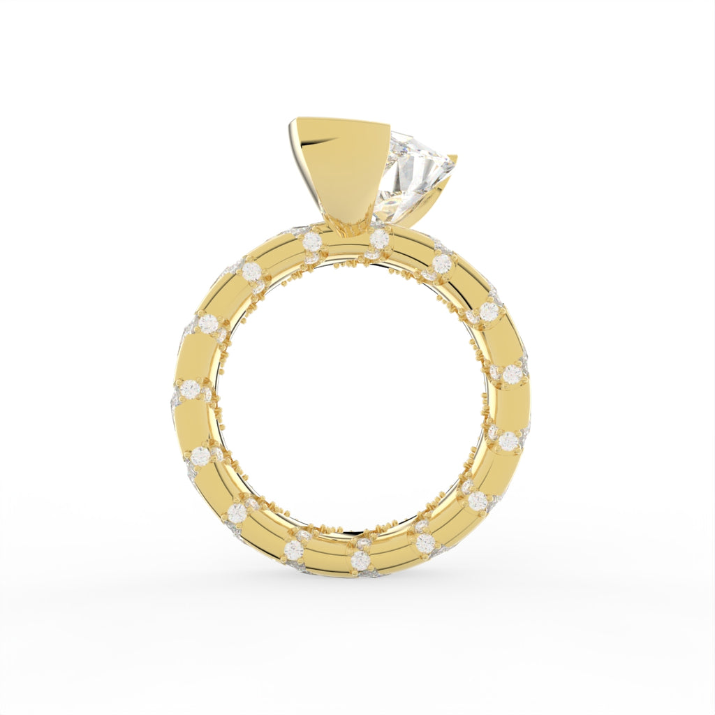 Sterling Silver Pear Diamond Ring — FRONT/BACK