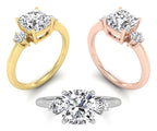 18K Trilogy Cushion Diamond Ring — 3 COLOR