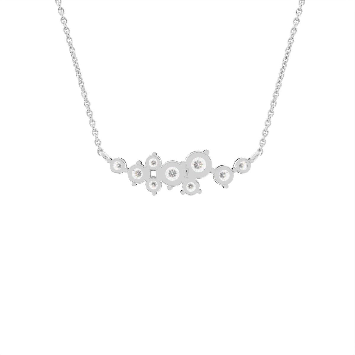 18K Geometric Cluster Round Diamond Pendant — BACK