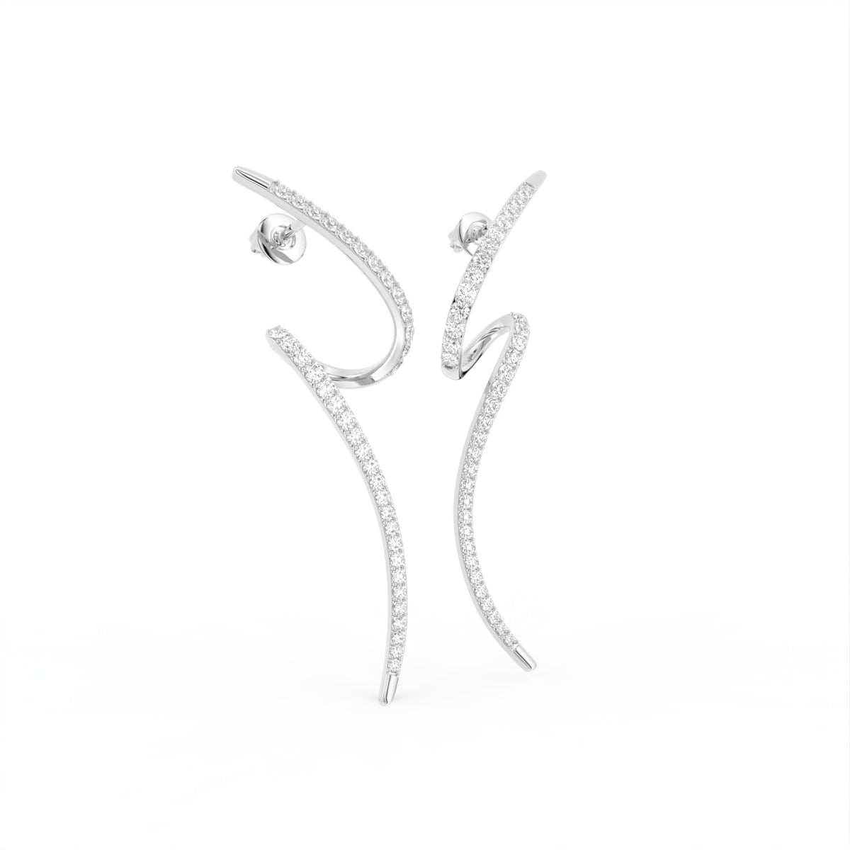 18K Round Bespoke Diamond Earrings — 3D VIEW