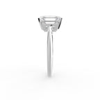 18K Solitaire Emerald Cut Diamond Engagement Ring — SIDE
