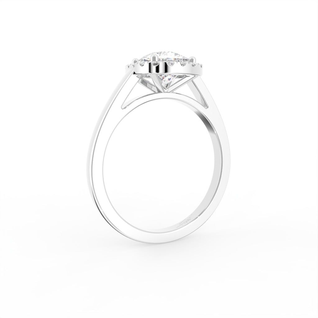 18K Halo Cushion Diamond Engagement Ring — 3D VIEW