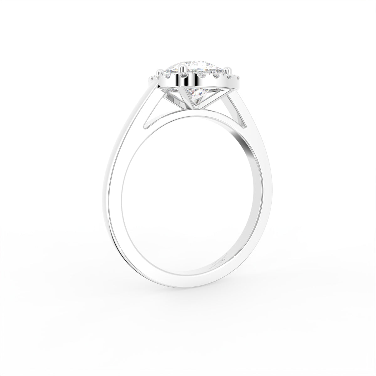 18K Halo Cushion Diamond Engagement Ring — 3D VIEW