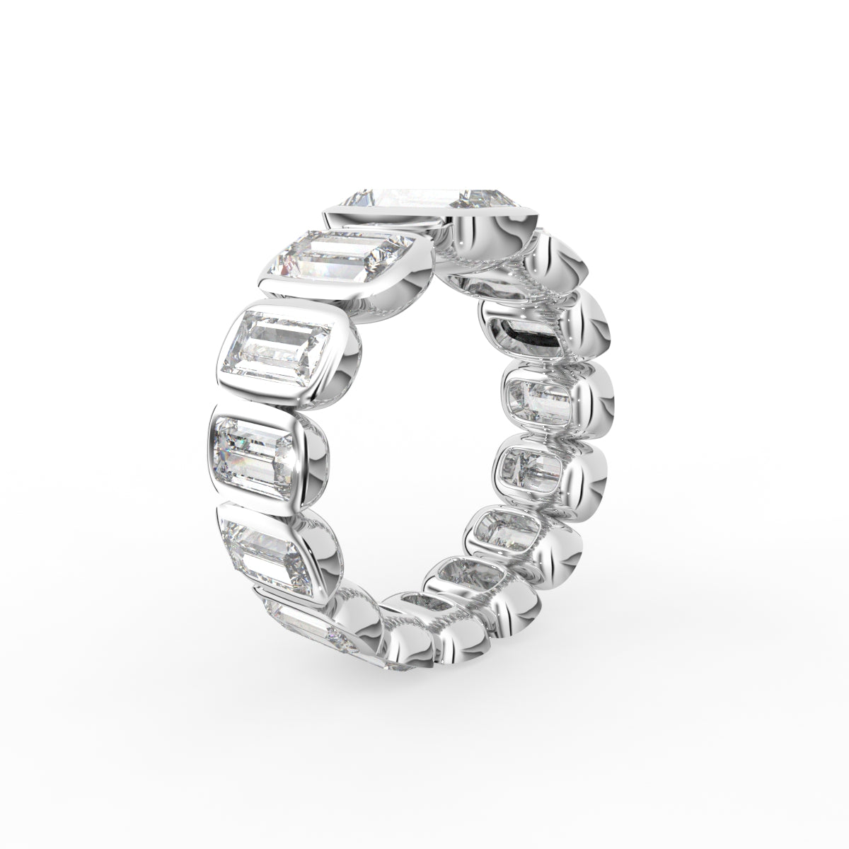 18K White Gold Bespoke Baguette Diamond Ring — 3D VIEW