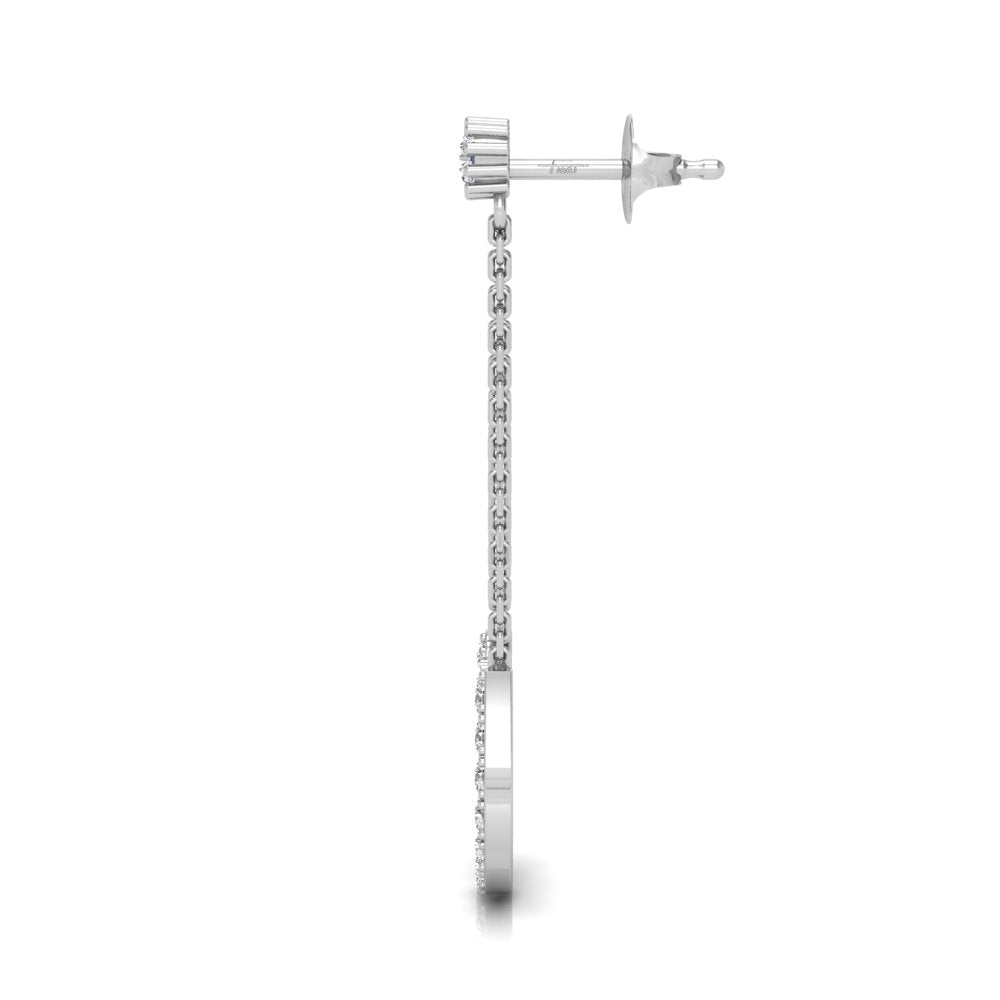 18K Round Pave Diamond Drop Earrings — SIDE VIEW