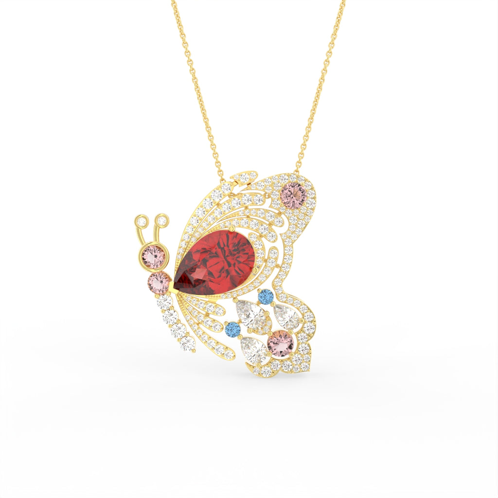 18K Two Tone Pear Diamond Pendant — FRONT