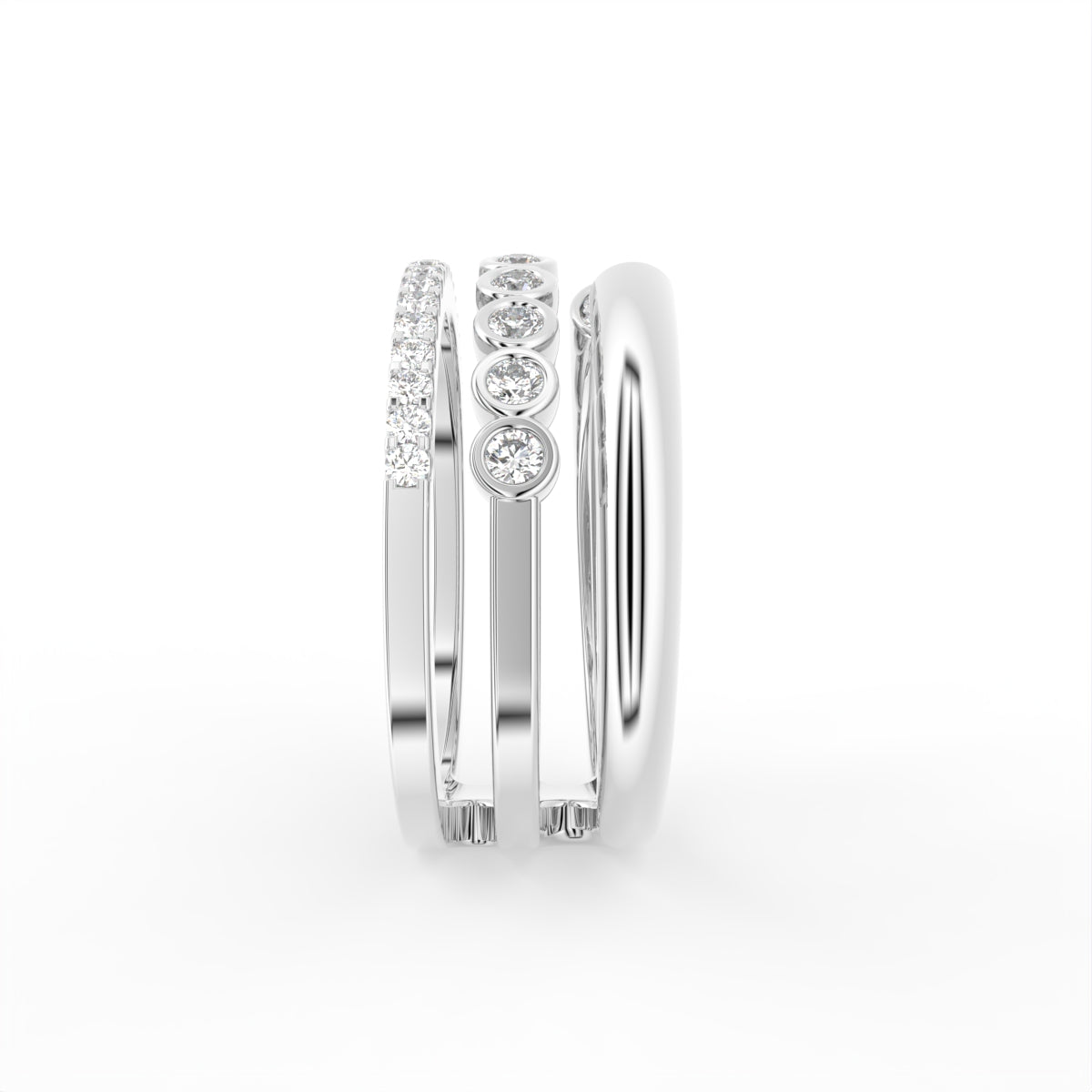 18K Multi-Band Diamond Ring — SIDE