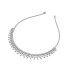 14K White Gold Fringe Diamond Choker Necklace — 3D VIEW