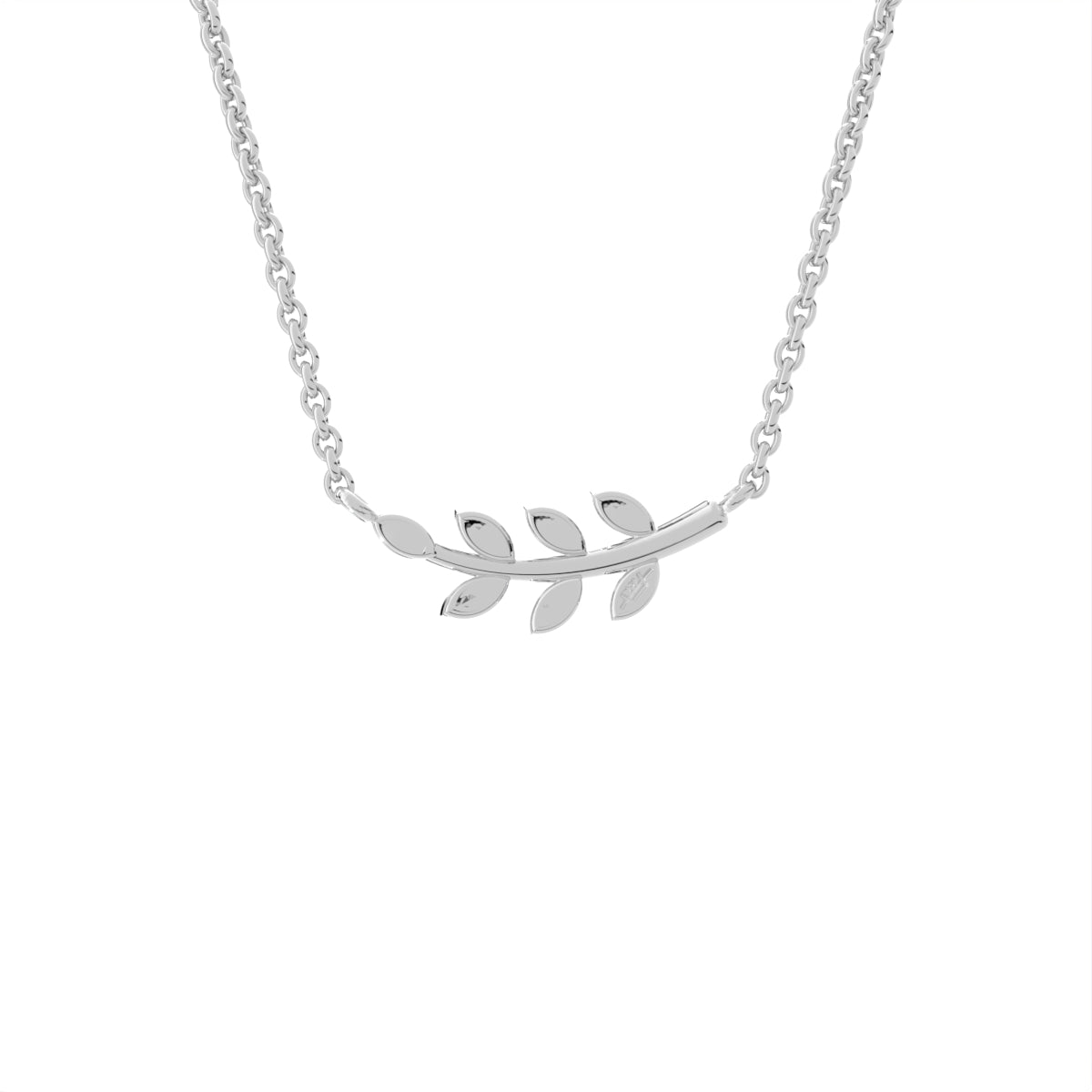 18K Floral Leaf Diamond Pendant — BACK