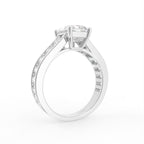 18K White Gold Solitaire Emerald Diamond Engagement Ring — 3D VIEW