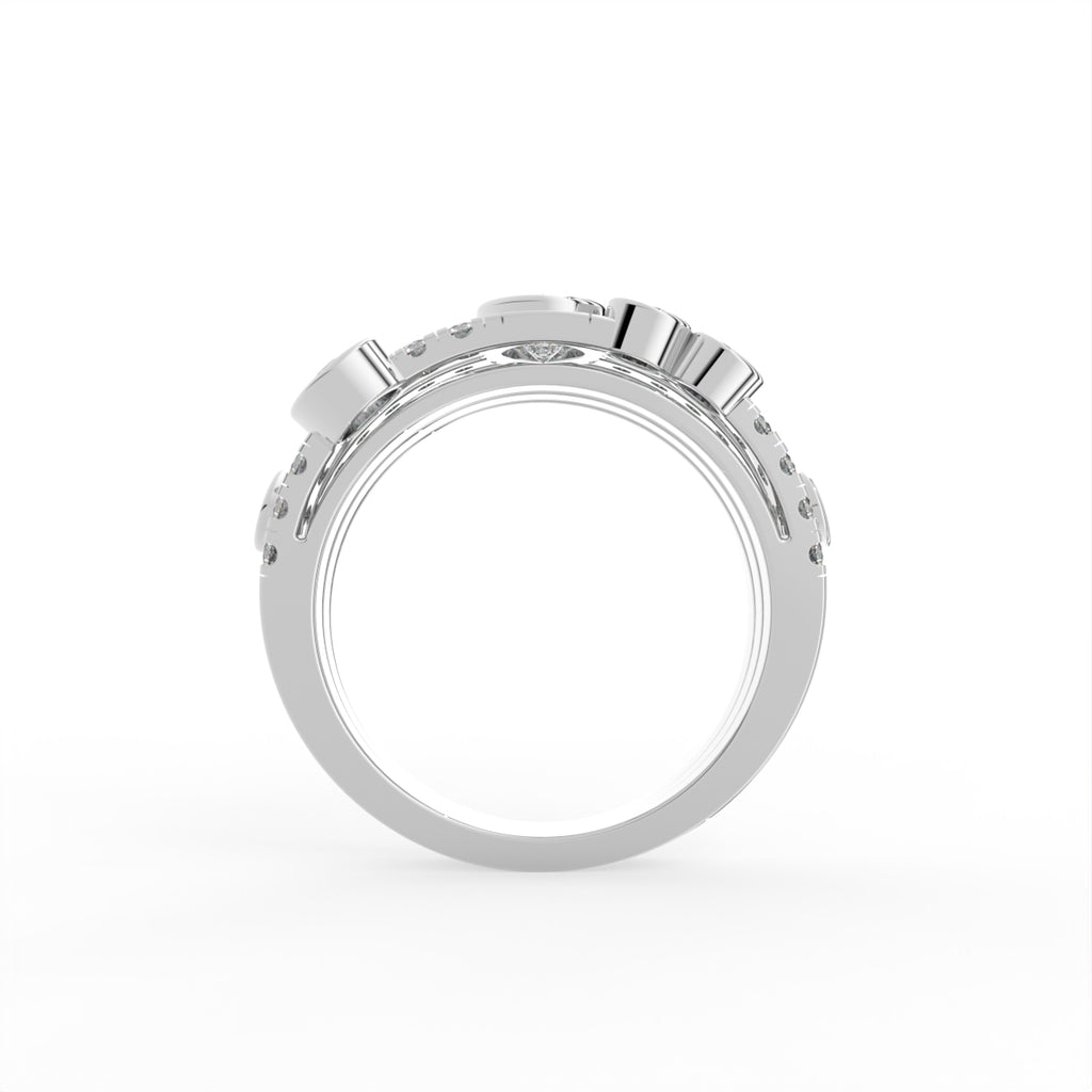 Sterling Silver Diamond Ring — FRONT/BACK