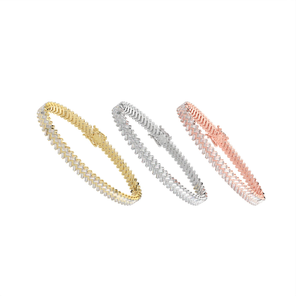 18K Bespoke Baguette Diamond Bracelet — 3 COLOR