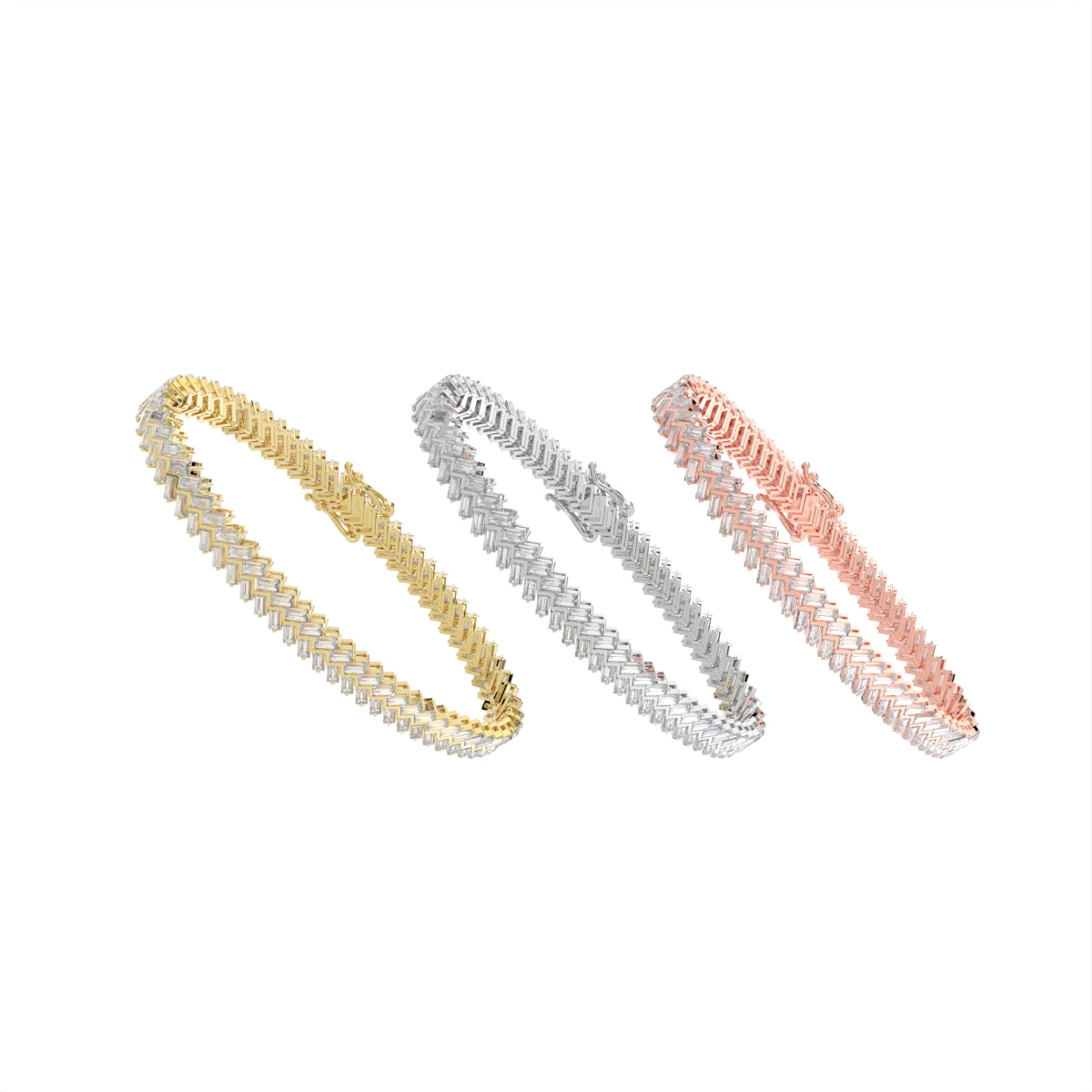 18K Bespoke Baguette Diamond Bracelet — 3 COLOR