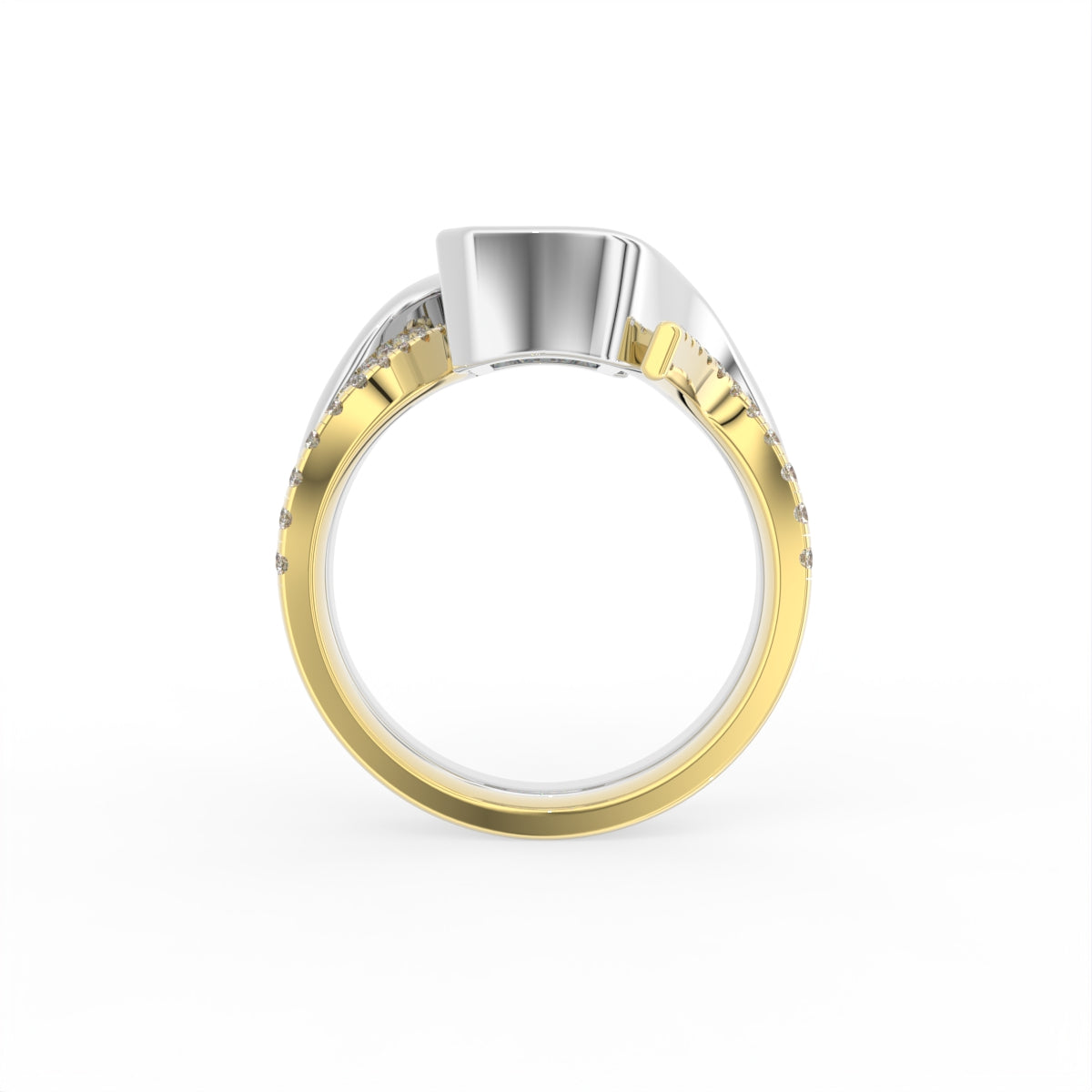 Sterling Silver Radiant Diamond Ring — FRONT/BACK