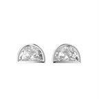 18K White Gold Half Moon Solitaire Diamond Earrings — TOP